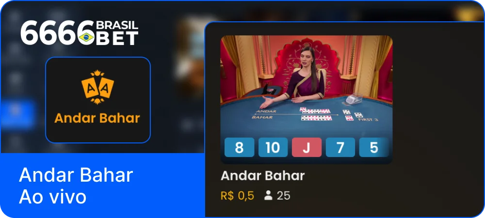 Andar Bahar no cassino ao vivo 6666bet BR