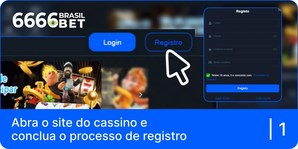 Abrir o site do casino e registar-se em 6666bet Brasil