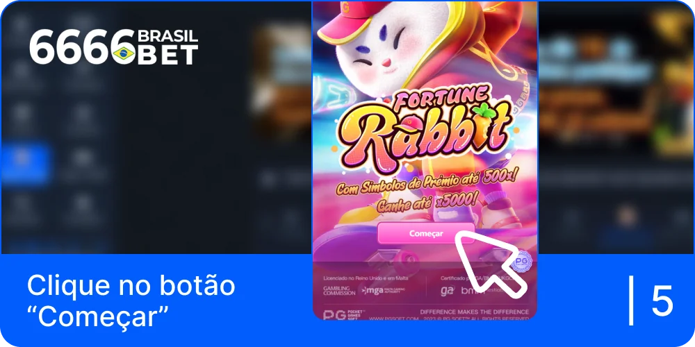 Clique no botão "Começar" para jogar Fortune Rabbit em 6666bet BR