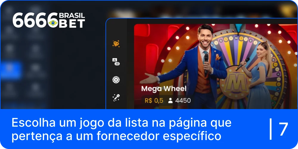 Selecione um jogo da lista na página da 6666bet BR