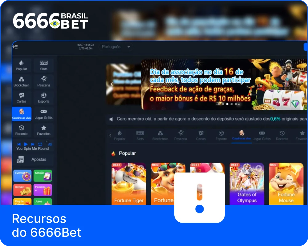 Características do 6666Bet BR Casino