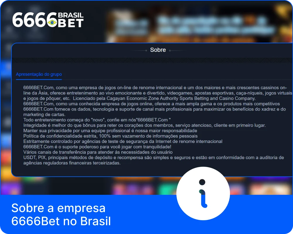 Informações sobre a empresa 6666bet Brasil