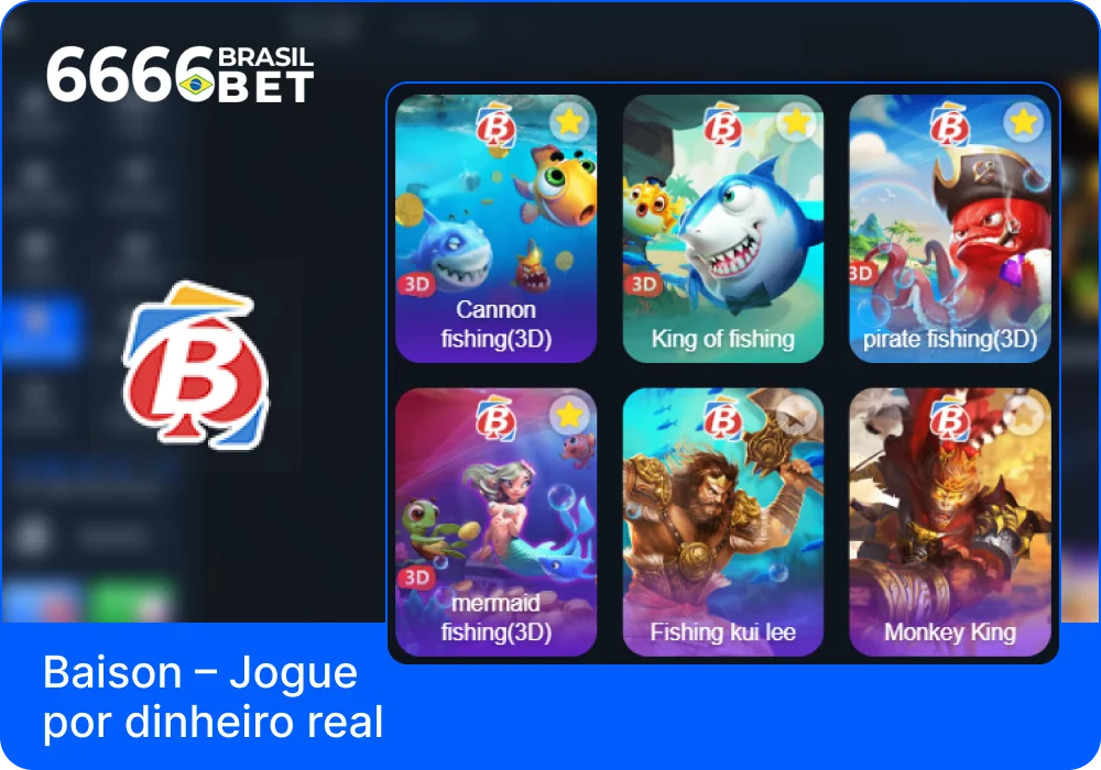 Fornecedor de jogos de pesca Baison no casino 6666bet Brasil