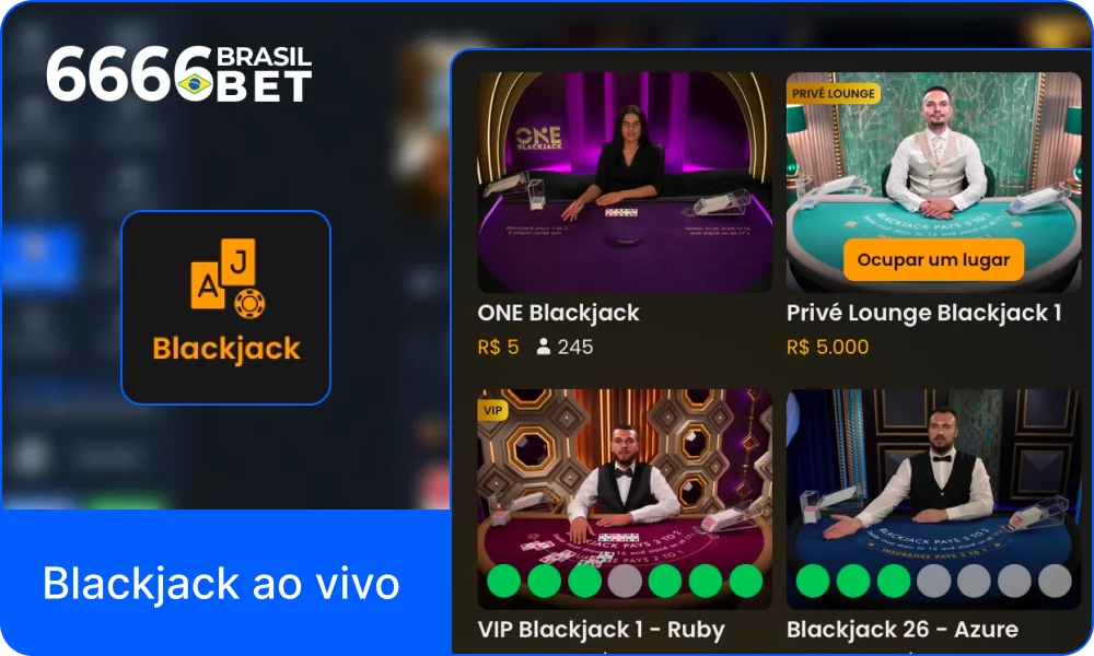 Blackjack no cassino ao vivo 6666bet BR