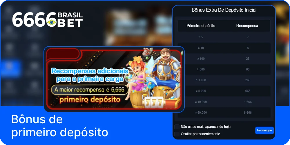 Bónus de primeiro depósito na 6666bet Brasil