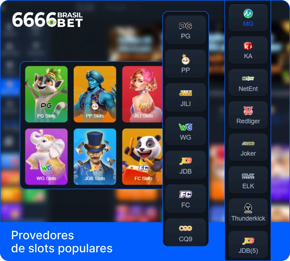 Fornecedores populares de slot machines em 6666bet