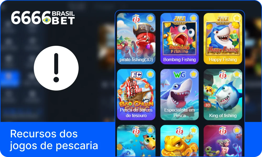 Características dos jogos de pesca no 6666bet casino