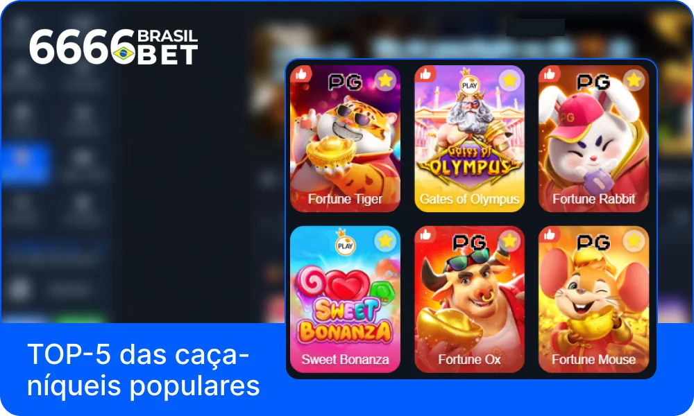 Slots populares no Casino 6666bet Brasil